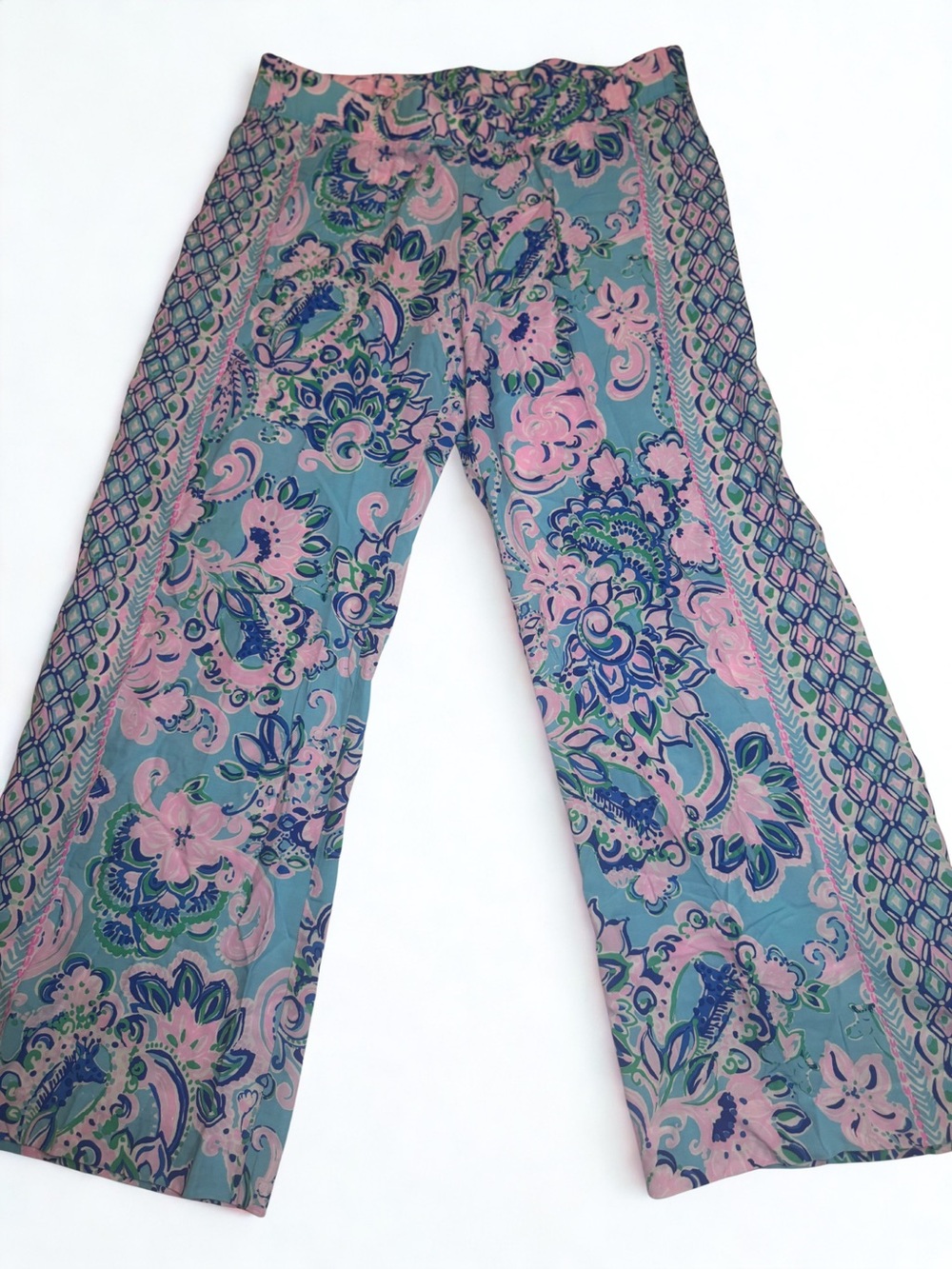 Lilly Pulitzer Bal Harbour Palazzo Women’s Pants Blue Horizon Jungle Sunrise